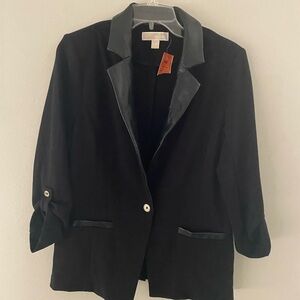 NWT Michael Kors Black Blazer with soft leather collar
